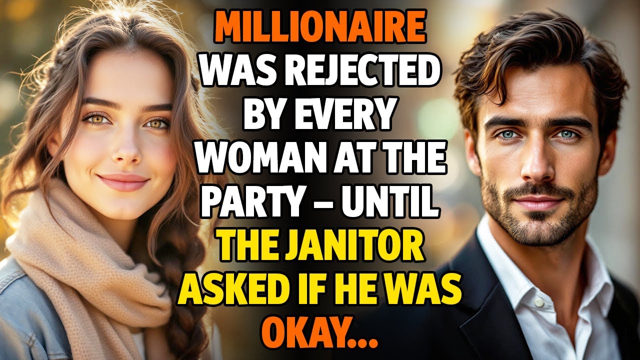 MILLIONAIRE WAS REJECTED BY EVERY WOMAN AT THE PARTY — UNTIL THE JANITOR ASKED IF HE WAS OKAY