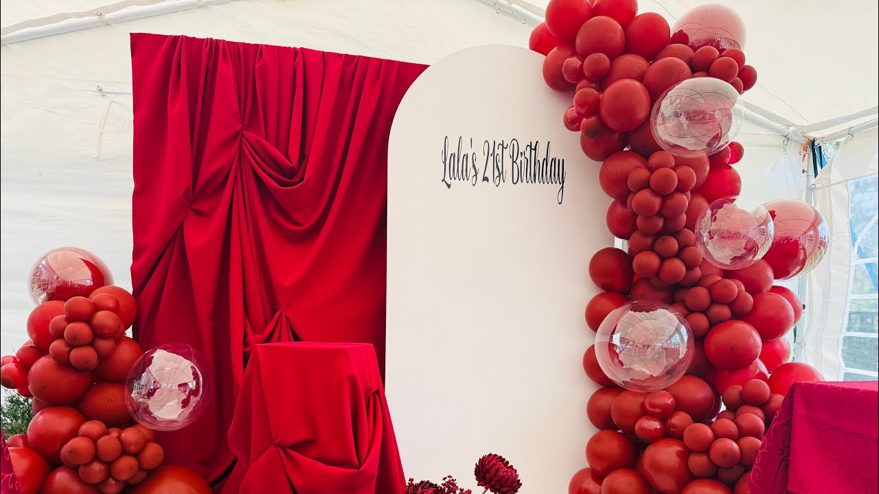 Luxury Red Birthday Decoration Setup | Elegant Balloon & Backdrop Design ❤️ 