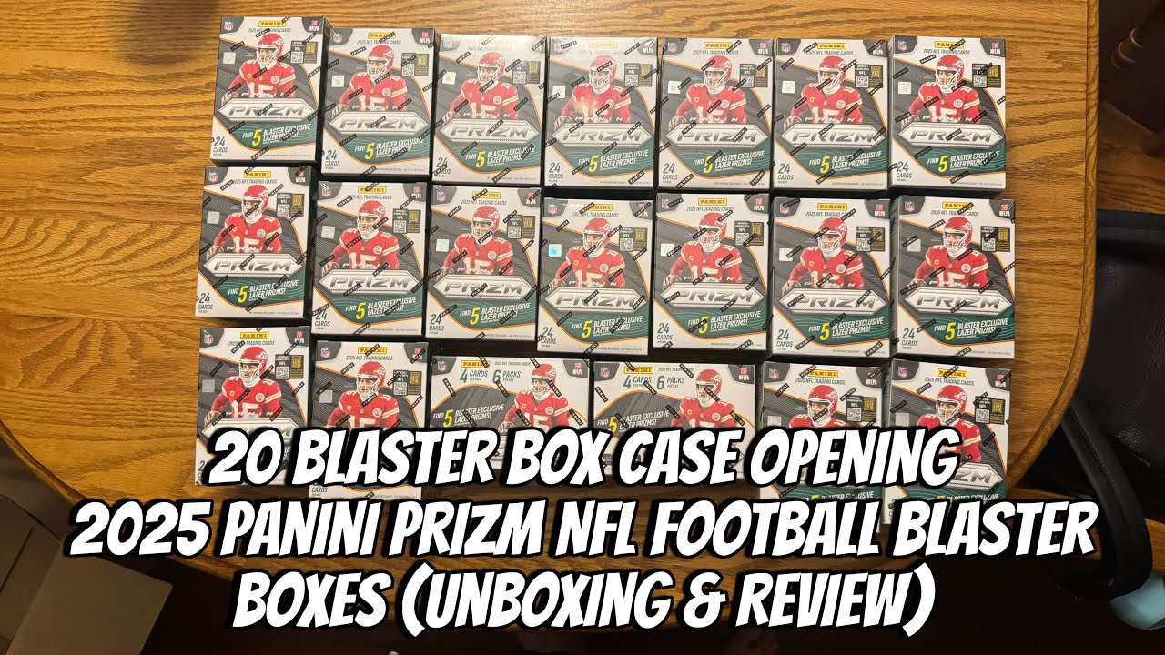 Распаковка и обзор 20 коробок с коллекционными карточками Panini Prizm NFL Football Blaster 2025 ...