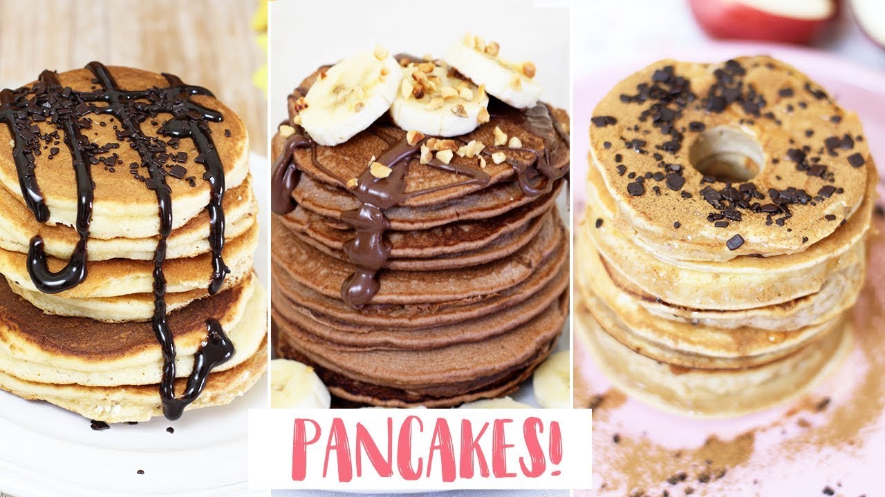 PANCAKE 3 RICETTE FACILI: CUOR DI NUTELLA, SENZA UOVA E MELA PANCAKES | pancakes recipes