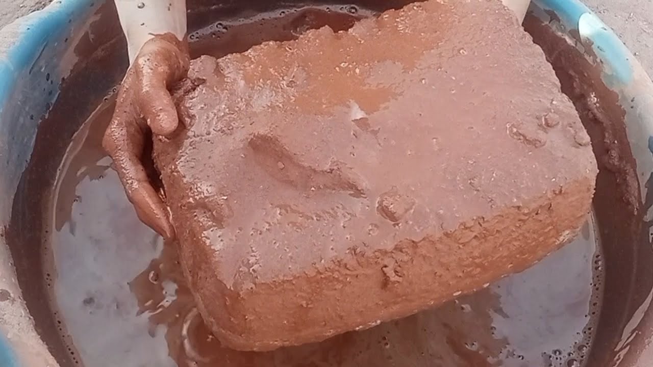ASMR||New gaint slabs dusty pure red dirt dry 💦 Crumbling mouthwatering yummy paste play 💯 satisfied