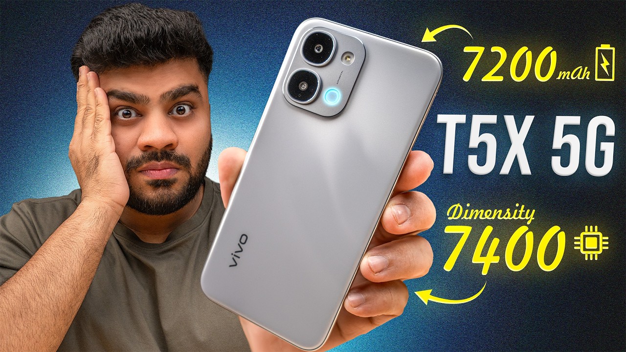 vivo T5x 5G – 7200mAh Battery Beast 🔥 Dimensity 7400 Turbo + IP69 Tested!