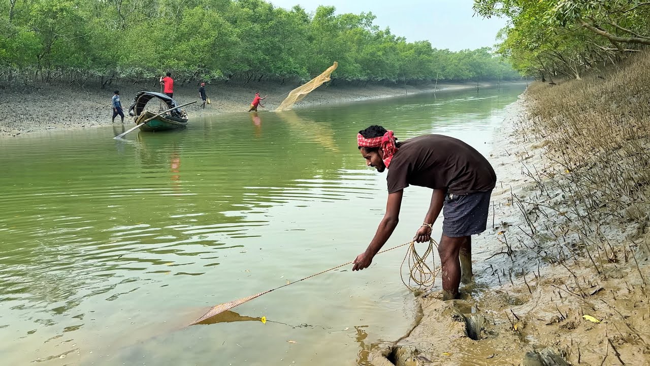 বহুদিন পর দুগাছ খেবলা জাল নিয়ে,হাফ ব্যাগ চাবড়া চিংড়ি ধরলাম!!!