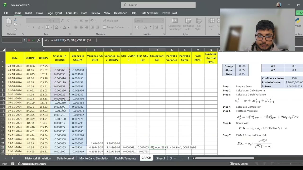Calculating VAR using GARCH Method
