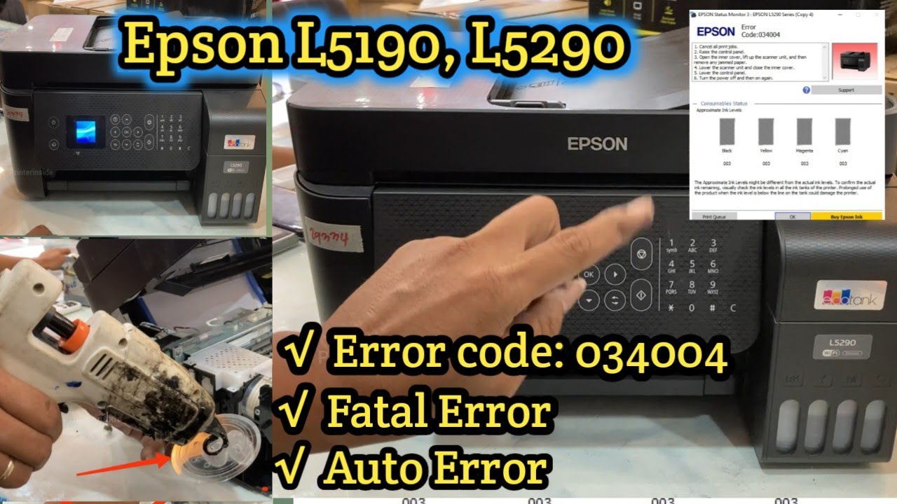 How to fix auto error L5290 disc encoder | Error code 034004 l Printerinside