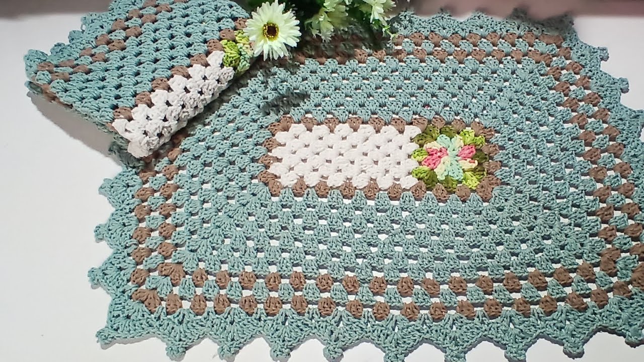 Um lindo par de tapete Neide lindas combinação 💚🧶🤎🧶