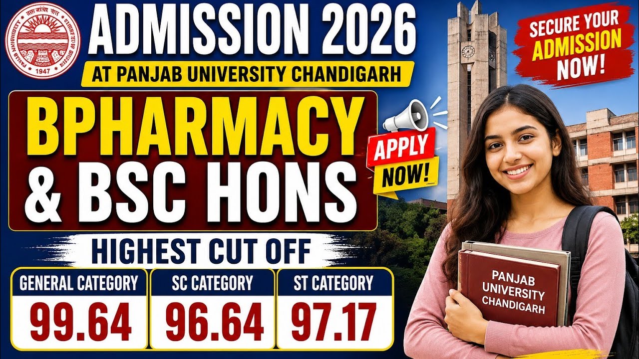 cut off for BPharmacy & BSC HONS for general, SC, ST category at Panjab university Chandigarh 26