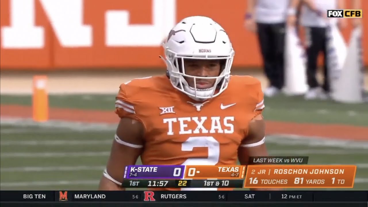 Roschon Johnson (Texas RB #2) Vs. Kansas State 2021