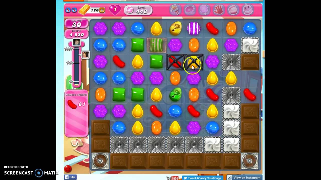 Candy Crush Level 448 w/audio tips, hints, tricks