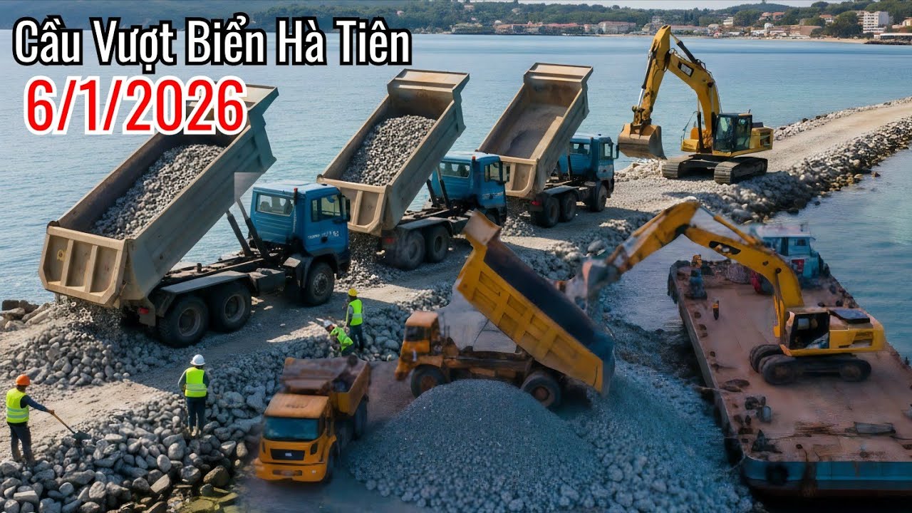 Đường Vượt Biển Hà Tiên-Tăng Cương Thêm Xe Chỡ Đã Lấp Chiều Dài Gần 1Km Sau 6 Tháng