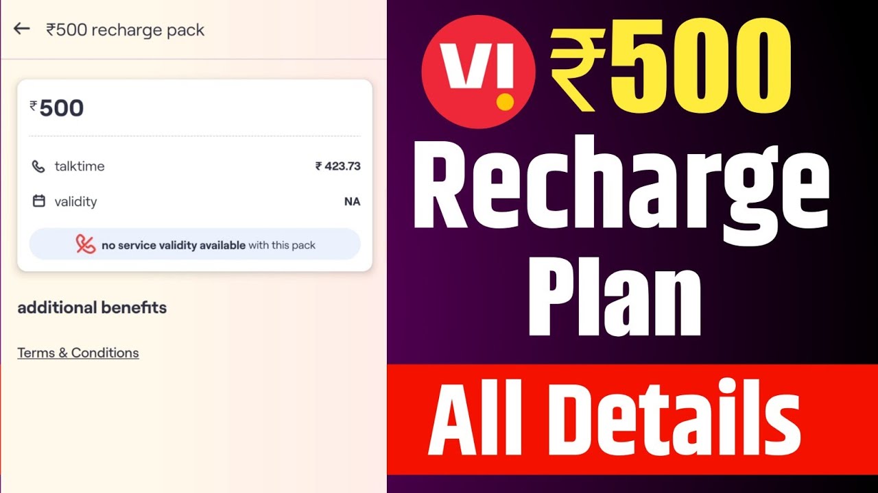 Vi ₹500 Talktime Top up Plan All Details 🔥 | Vodafone Idea ₹500 Recharge Plan and Velidity