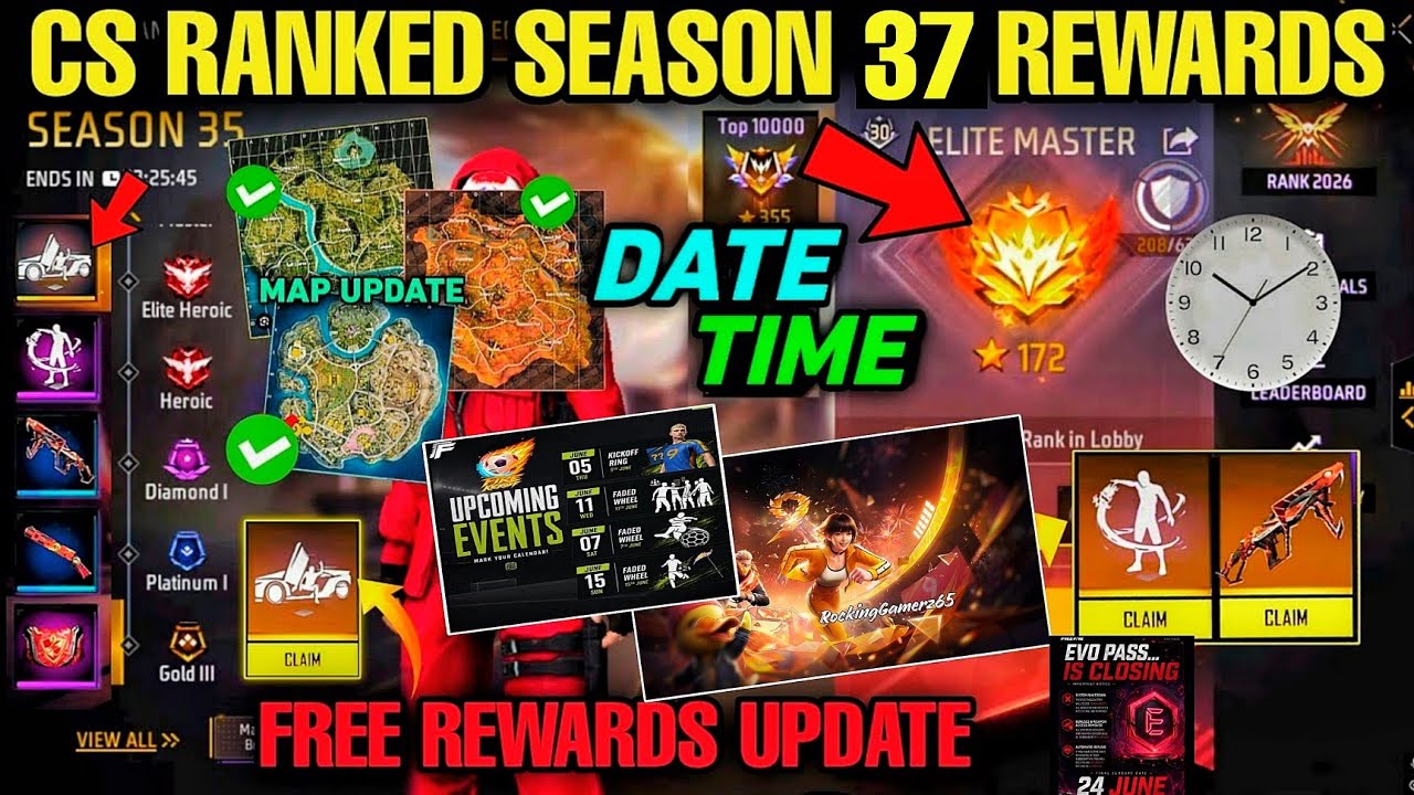 Cs-Ranked New Season 37 Rewards | New Cs Ranked Season Kab aayega? Free Fire New Rank Season Rewards