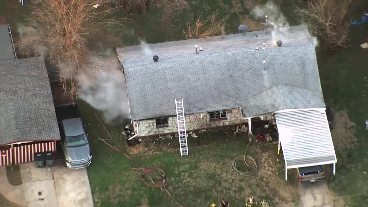 Sky 5 video shows smoke coming from roof after fire sparks at Del City home
