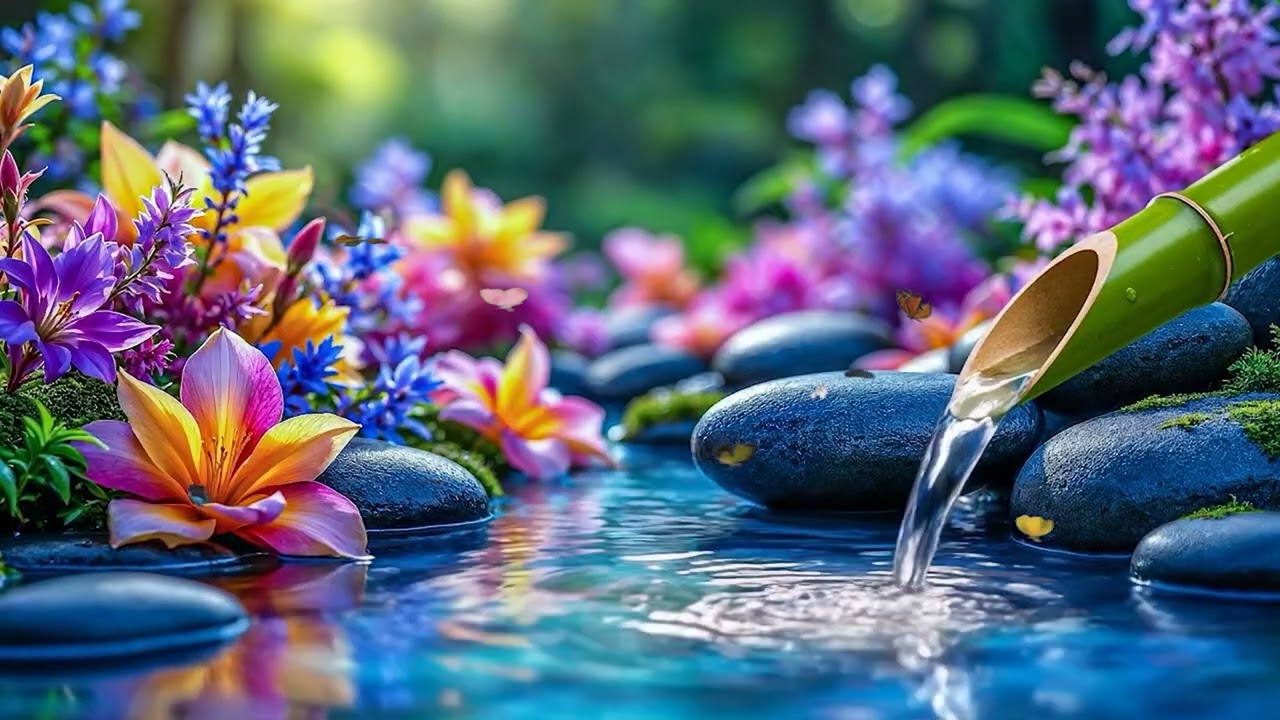 Ultimate Zen Piano Music with Flowing Bamboo Water