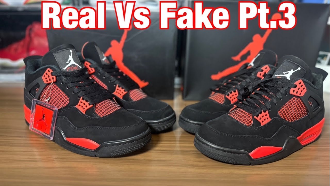 Air Jordan 4 Red Crimson/Red Thunder: настоящие против поддельных, часть 3. Обновлённые пары