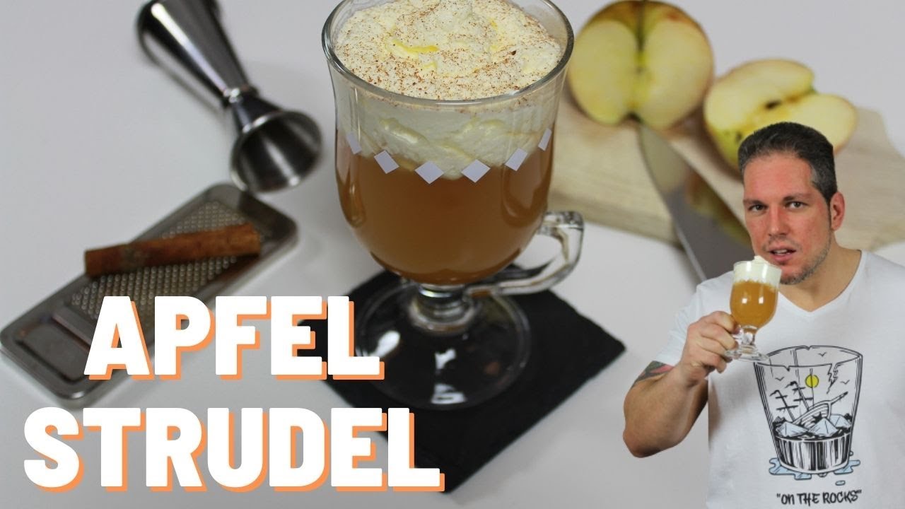 Heißer Apfelstrudel Cocktail ohne Alkohol. Fruchtig alkoholfreier Cocktail