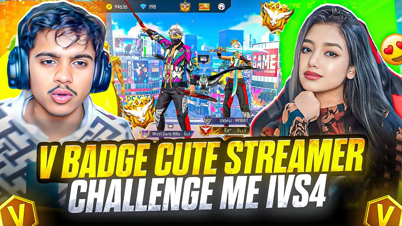 CUTE V BADGE GRIL STREAMER VS KAAL YT ON CS RANKED😱 1 VS 4 👿 GARENA FREE FIRE