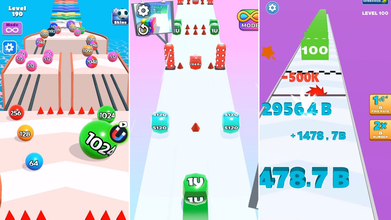 Jelly Run 2048 vs Ball Blend vs Number Merge – Insane Scores! (16f vs 128A vs 20695B)