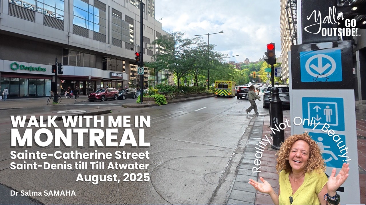 Walk with me at Sainte Catherine street in Montreal from Saint Denis Street till Atwater in August 2