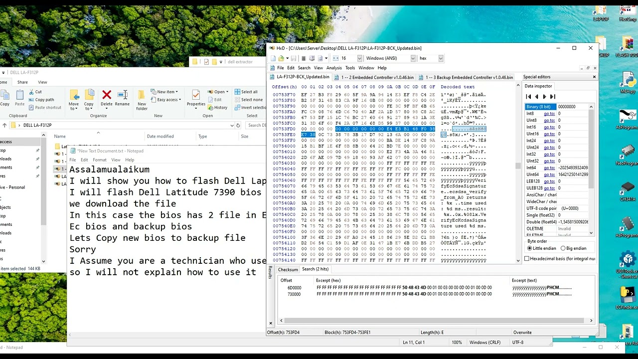 How to flash Dell bios using files from the official website and restore the DMI data section