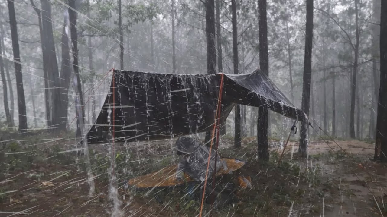 CRAZY😱 THE WORST STORM I'VE EVER EXPERIENCED ‼️CAMPING IN HEAVY RAINSTORM WITH THUNDERSTORM⛈️