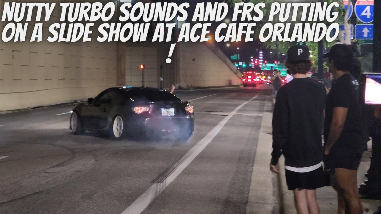 nutty turbo sounds, frs putting on a slide show at ace cafe orlando😩