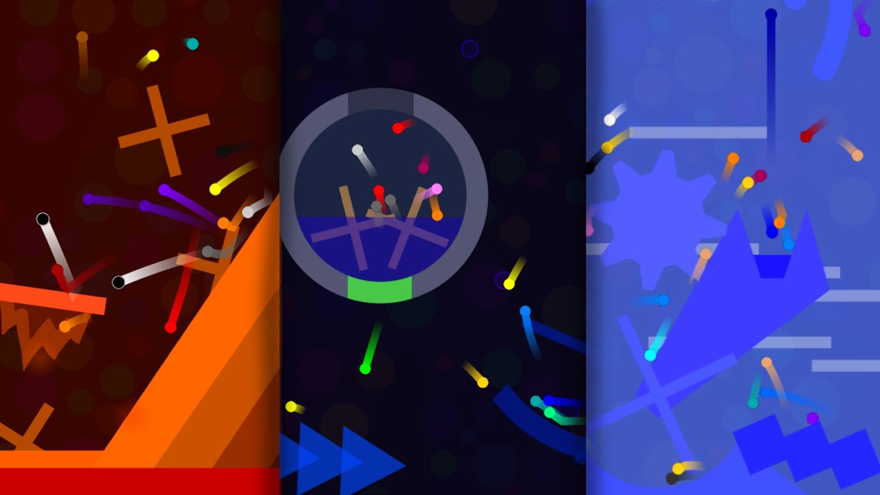 3 Themes Marble Race - Escape from Dangerous Areas | in Algodoo