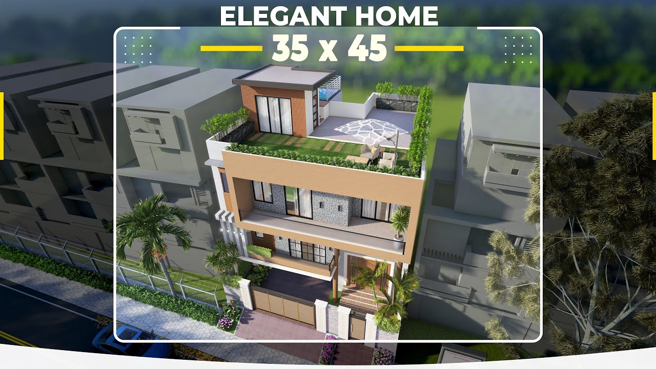35 X 45 Feet | 1575 sqft House Design with Stepped Entry & Swimming pool | 150 Gaj | ID-149