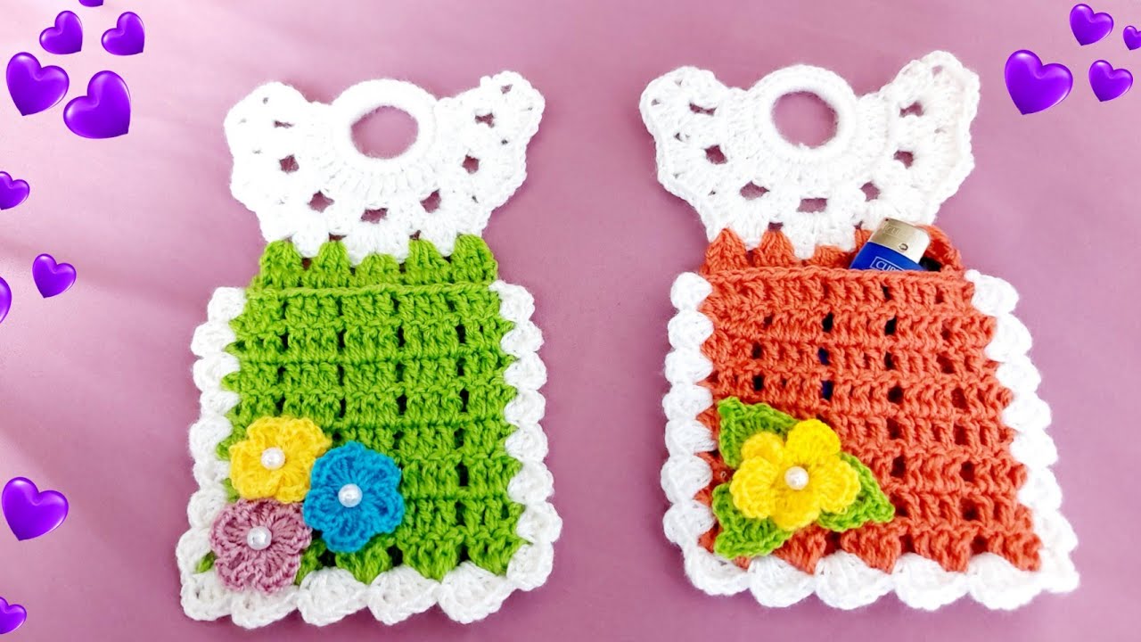 حامل الولاعة بالكروشيه على شكل فستان  لتزيين المطبخ / Porte-briquet robe au crochet