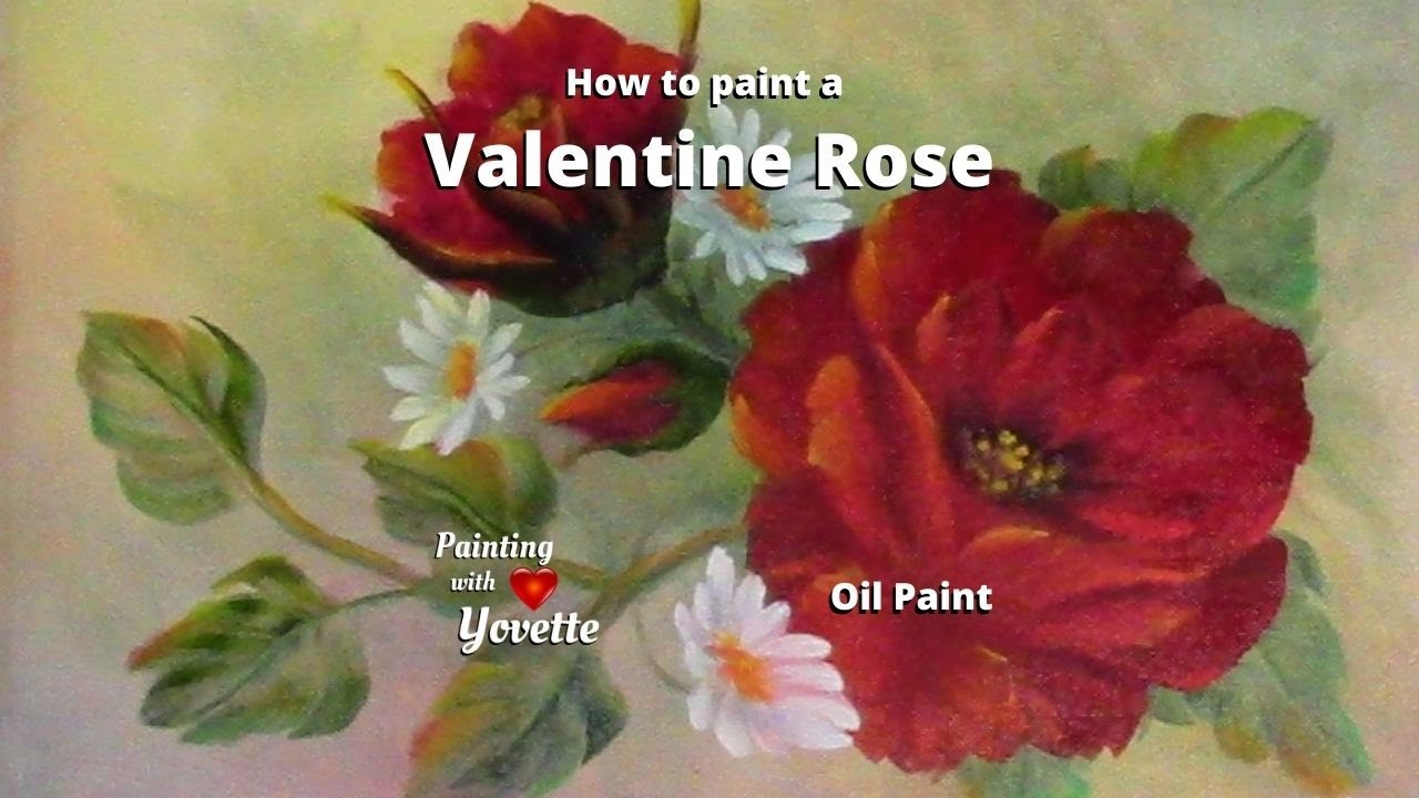 How to Paint a VALENTINE ROSE // Easy // Step by step