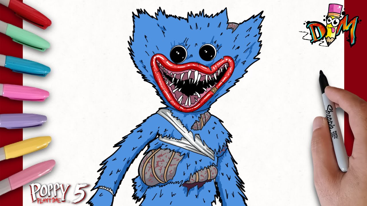 How to Draw Huggy Wuggy (POPPY PLAYTIME 5) Broken Things | Como dibujar a Huggy Wuggy