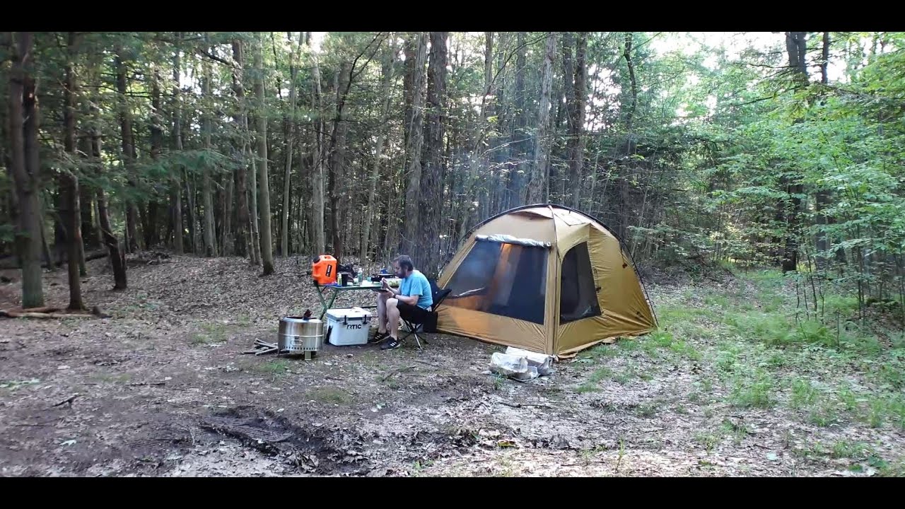 Nice Day Camping in Sheffield , PA with a 4 season tent.