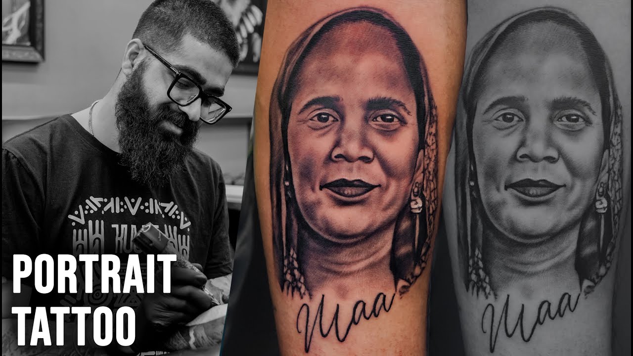 PORTRAIT TATTOO OF MY CLIENT'S MOTHER | Tattoo Tutorial by @tattoosbyabhishek