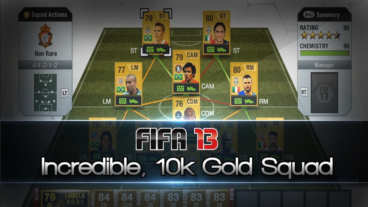FIFA 13 | Incredible, Cheap 10k Gold Team! (Brazil/Italy Squad Builder)