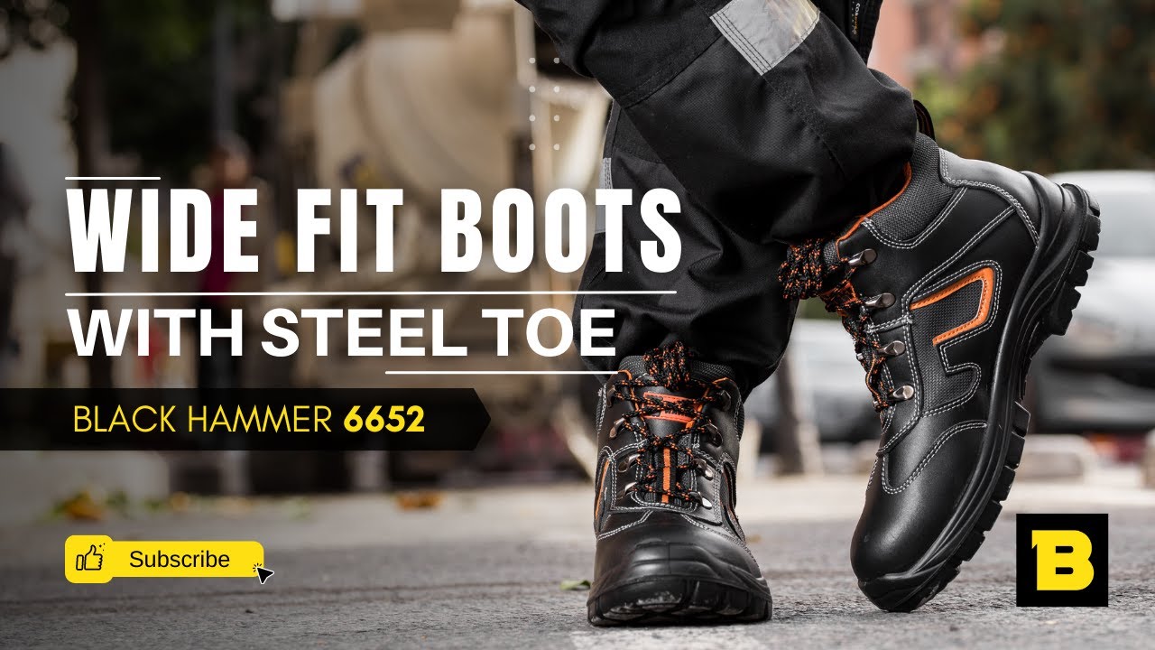Mens Leather Safety Boots S3 SRC Steel Toe Cap Work Shoes Ankle Leather Wide Fit 6652