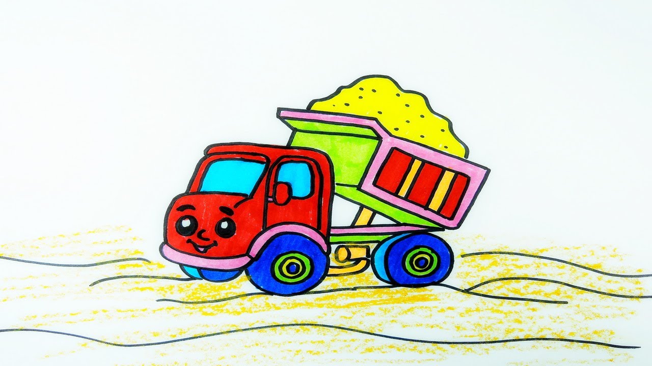 How To Draw Dump Truck. Easy. Step by step. Drawing for kids. Car. Як намалювати самоскид.