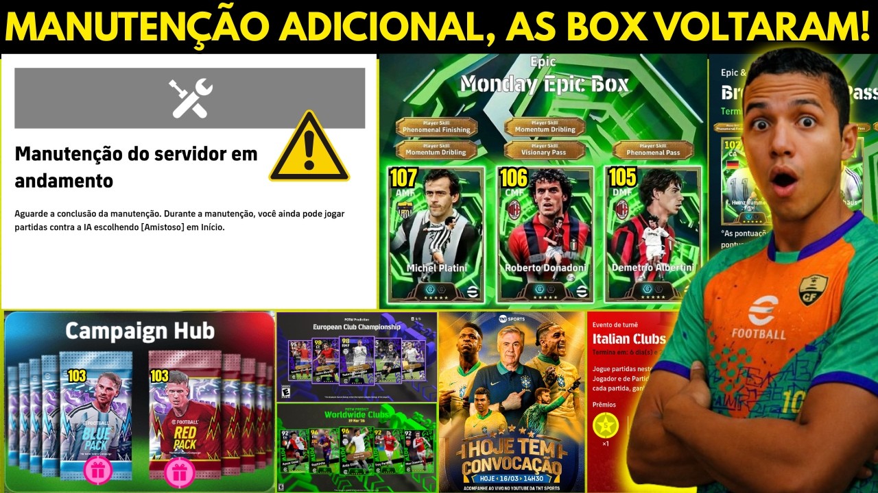 🚨 PROBLEMA RESOLVIDO! AS BOX VOLTARAM, MANUTENÇÃO, PLATINI 107, CONVOCAÇÃO, NOVIDADES EFOOTBALL 2026