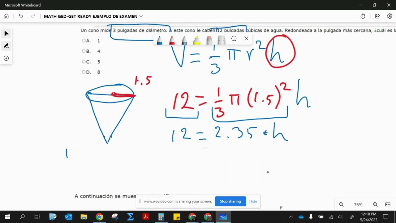 MATEMATICAS -GED EJEMPLOS -PARTE 3