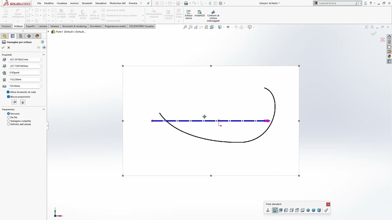 SolidWorks: Importare immagini JPG e scalarle.