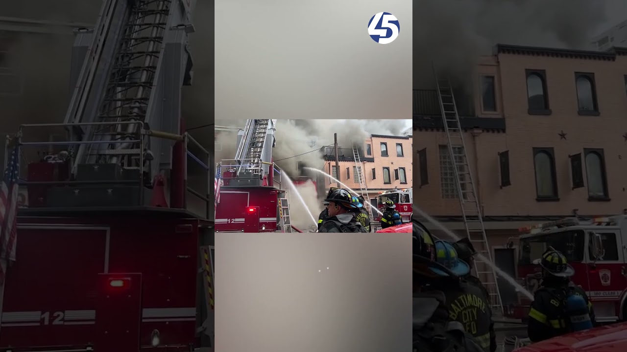 Over 200 Baltimore City firefighters tackle a 5-alarm building fire downtown