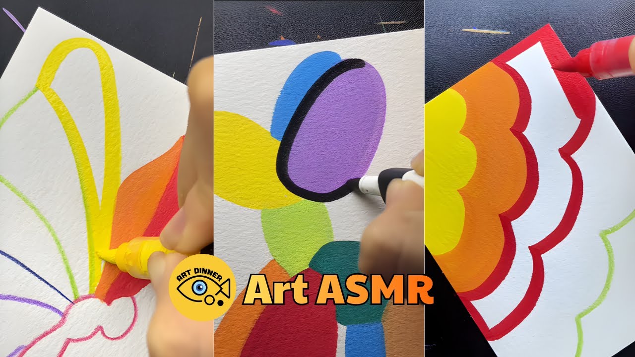 ASMR rainbow color 🌈🎧| ART DINNER  #satisfying  #asmrsounds #coloringrainbow #relaxing