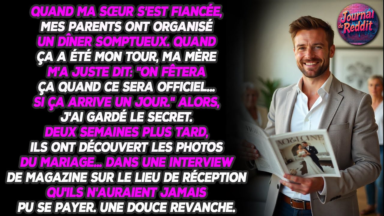 Quand ma sœur s'est fiancée, mes parents ont organisé un dîner somptueux. Quand je me suis fiancé...