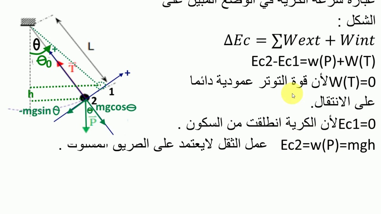 3AS  S M MT  تمرين 2 تحديد سرعة كرية النواس باستعمال نظرية تغير الطاقة الحركية