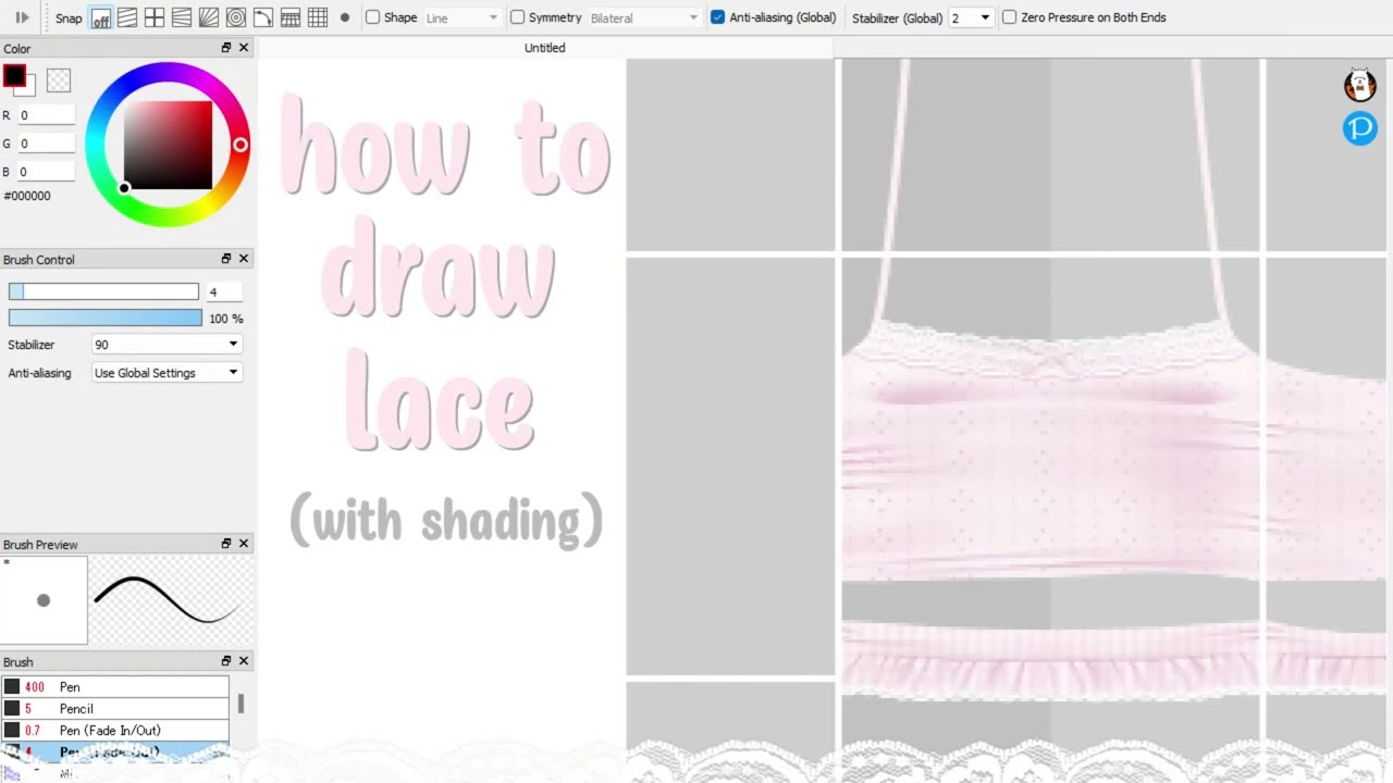 How to draw and shade lace - Firealpaca ♡