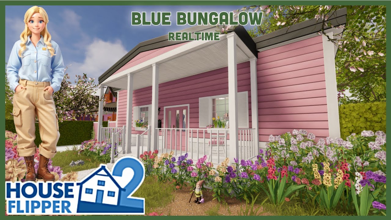 Blue Bungalow Full Build and Tour, Realtime, House Flipper 2