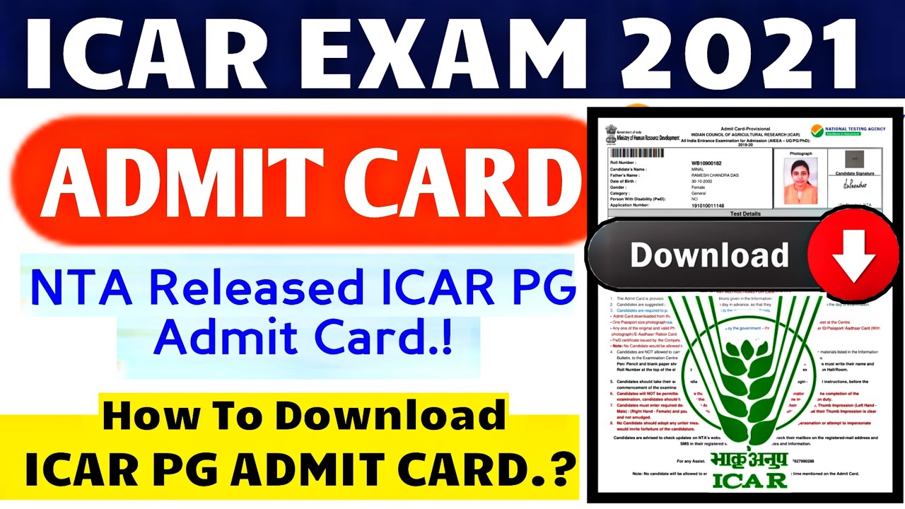 icar admit card 2021 | ICAR PG & PHD admit card 2021 | icar self-declaration form on admit card.? 💥