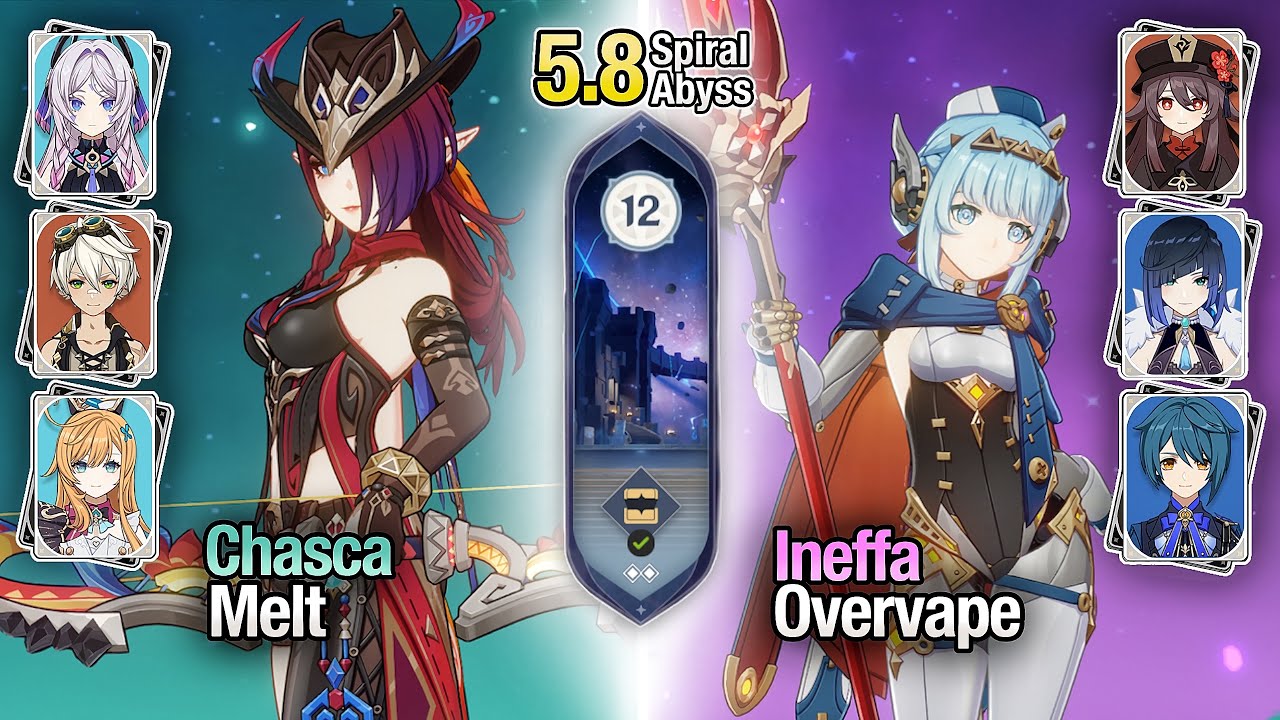 C0 Chasca Melt & C0 Ineffa Hu Tao Overvape | Spiral Abyss 5.8 | Genshin Impact