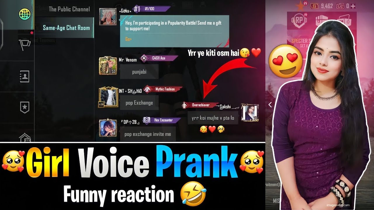 [ Girl Voice Prank ] Prank On Random - BGMI INDIAN लड़की की आवाज कैसे निकाले #girlvoiceapp #prank