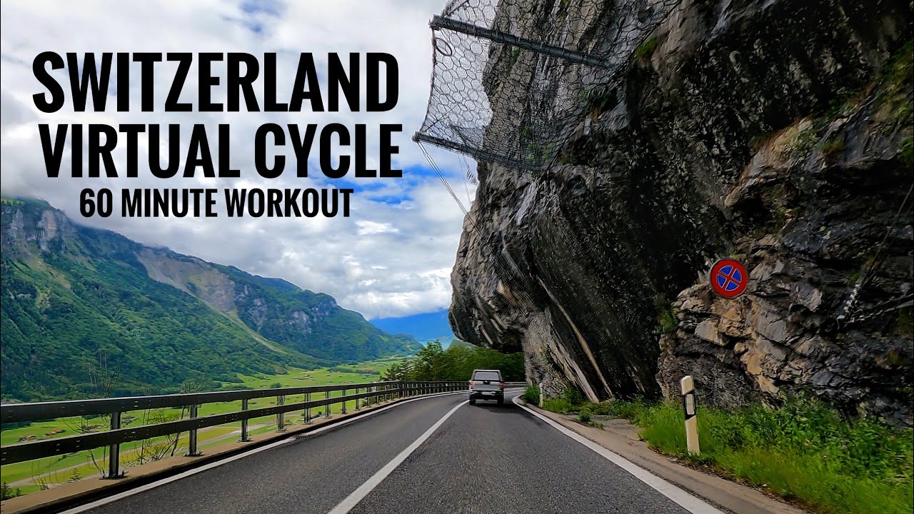 Indoor Cycling Videos With Music | Virtual Bike Ride in Switzerland | Cycling footage