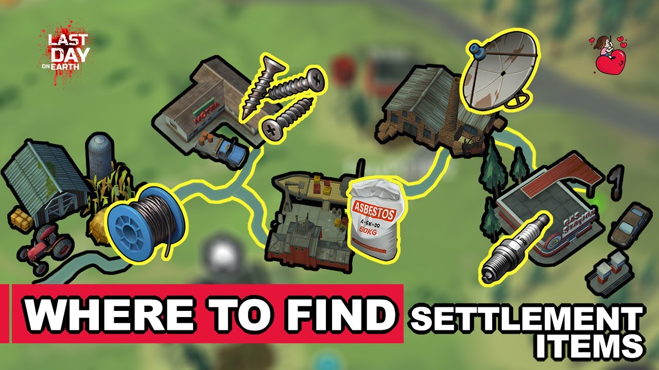 Last Day On Earth - Where to find Iron Wire, Screws, Antenna, Asbetos, and Spark Plug on the map